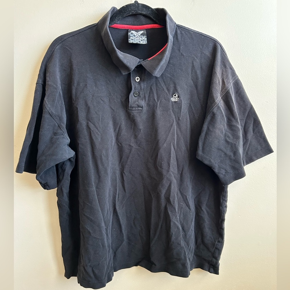 Avirex Mens Y2K 90’s Black Polo Shirt